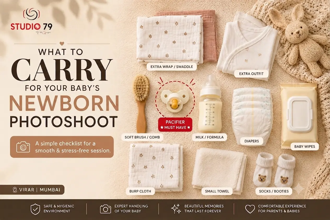 Baby photoshoot checklist essentials Studio79 Virar